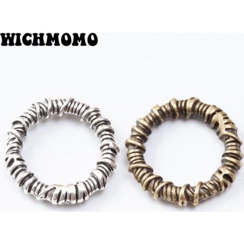 2021 New Fashion 6pcs/bag 28MM Retro Zinc Alloy Round Charms Connector for DIY Necklace Earring Jewelry Accessories