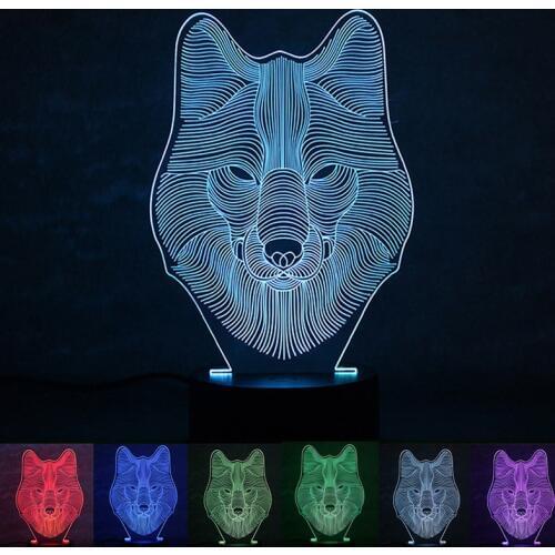 3D Night Light USB Powered Wolf LED Desk Lamp Novelty lights Touch Key decoration Atmosphere light Use Home Hotel Party Holiday