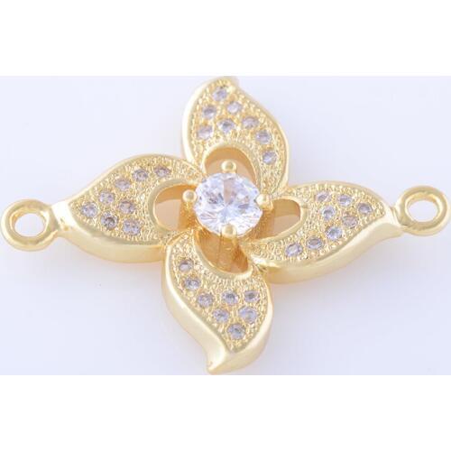 5 pieces Jewelry Shining Zircon Flower Charms For Bracelet Women Diy Micro Pave Crafts Bijoux Connectors For Jewelry Berloque