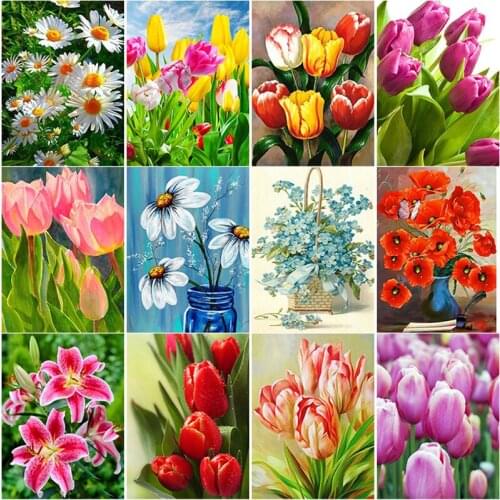 New 5D DIY Diamond Painting Lily Flower Diamond Embroidery Cross Stitch Full Square Round Drill Manual Crafts Home Decor Gift