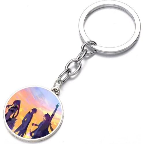 Anime Tengen Toppa Keychain Bronze Silver black Glass Dome Key Chain Bag Charm Pendant Keyring Holder Kids boy girl Pendant