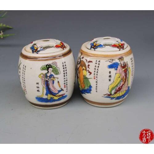 Antique QingDynasty porcelain vase,the Eight Immortals,A PAIR,Hand-painted crafts,Collection&Adornment