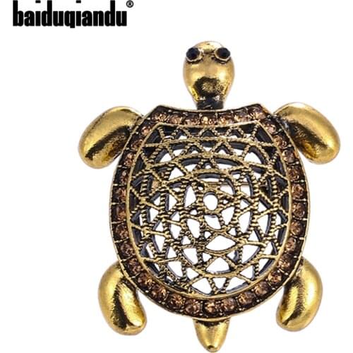 Baiduqiandu Women Men Ancient gold Turtle Brooches Pins Animal Tortoise Clothes Collar Pins Clothes Jewelry