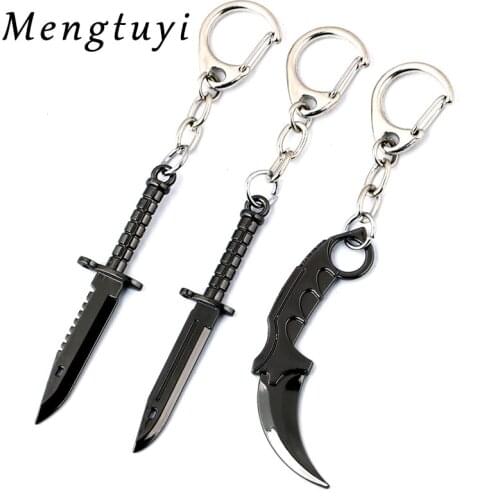Counter Strike CSGO 6.5cm Keychain Karambit M9 Dagger Claw Knife Weapon Model Alloy Keyring Chaveiro Car Pendant Charm Jewelry