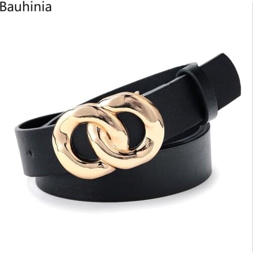 Bauhinia Brand New Double Circle Button Head Design Ladies Fashion Belt Simplicity Jeans Dress 105x2.8cm Belt