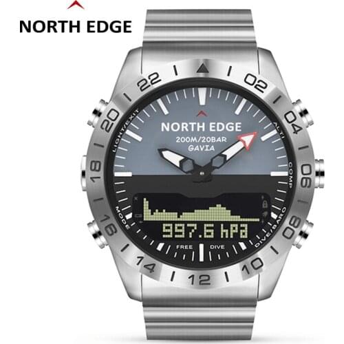 NORTH EDGE Smart Watch Men Dive Sports Digital Watch Mens Watches Luxury Full Steel Business Waterproof 100m Altimeter Compass