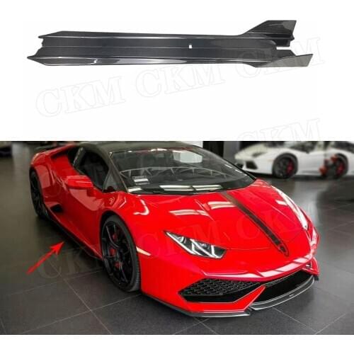 Dry Carbon fiber Side Skirts Aprons case For Lamborghini Huracan LP610-4 2014-2016 FRP Side Bumper Extension Lip Covers