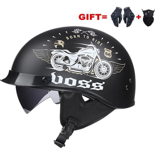 Black Vintage Motorcycle Helmet Open Face Helmet 2021 Dot Approved Half Helmet Retro Moto Casco Capacete Motociclistas Capacete