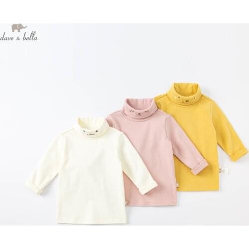 DBJ19763 dave bella winter baby unisex cartoon print T-shirt children tops kids boys girls fashion tees