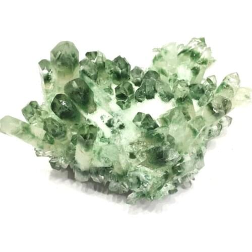 DS New Natural Green Ghost Cluster Crystal Stone And Minerals Geode Druzy Specter Quartz Cluster Decoration Gemstone Specimen