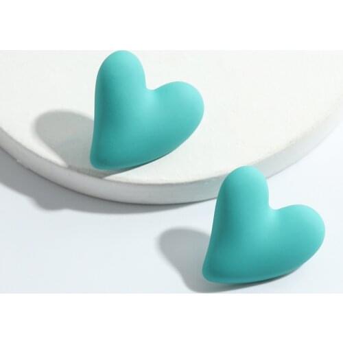 Dvacaman New Colorful Geometric Heart Earrings Korean Candy Color Enamel Stud Earrings for Women Trendy Cute Simple Jewelry Gift