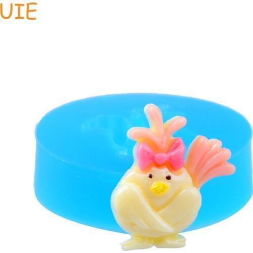 DYL030U Chicken Flexible Silicone Push Mold 26mm - Cupcake Decoration Resin Polymer Clay Mould, Baking Mould