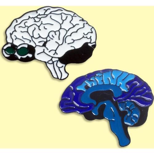 Human Beings Brain Enamel Pin Blue White Color Badge Brooch Denim Clothes Backpack Organ Jewelry Gift For Friends