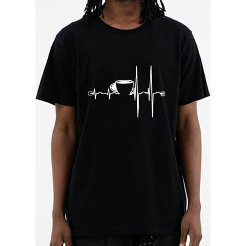 New Summer Heartbeat ECG Print T-Shirt Cup Fashion Funny 100% Cotton Clothes Men Short Sleeves T Shirts Causal O-neck Tops Tees