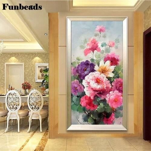 Full Square round Drill 5D Diy Diamond Painting Peony Flower Embroidery Cross Stitch sale large size handmade hobby decor FF4340