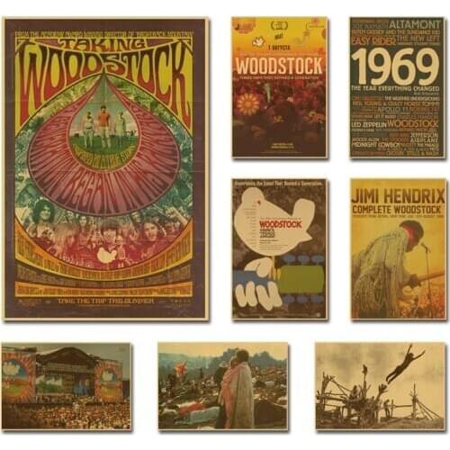30x45cm Classic Woodstock Rock Peace Music Poster Hippie Wall Decor Retro Big Kraft Paper Posters Decorative Art Painting Decor