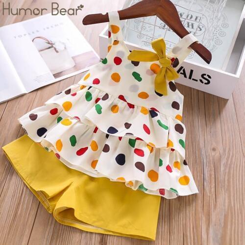 Humor Bear Children Girls' Clothing Set 2020 NEW Toddler Girl Clothes Dot Lovely Tops+Shorts 2PCS Suit Baby Kids Clothes