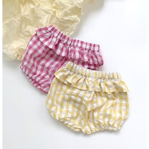 Ruffles Lace Girls Shorts Plaid Cotton Newborn Baby Short Pants for Toddler Girls Clothing Children Shorts Summer Girls Legging