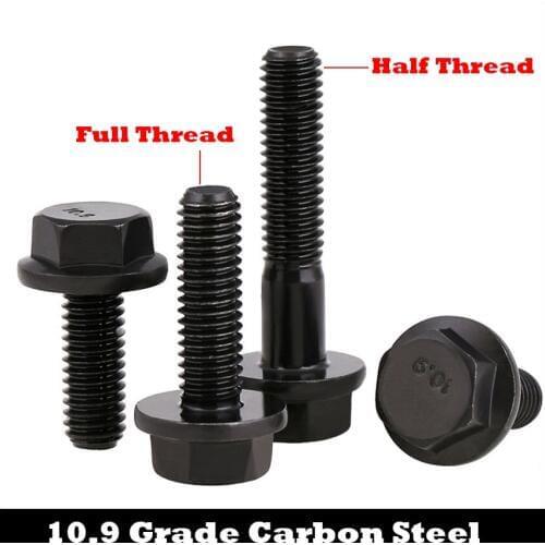 M6 M6*50 M6*55 M6*60 M6x50 M6x55 M6x60 10.9 Grade Black Carbon Steel GB5789 Screw Half Thread External Hex Hexagon Flange Bolt