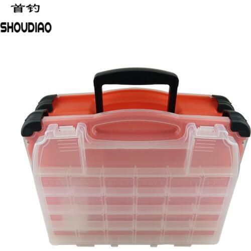 SHOU DIAO Multifunctional High Strength 42*20*35cm Transparent Visible Plastic Fishing Lure Box Fishing gear kit
