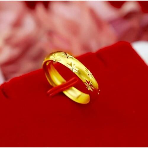 Fashion Simple Opening Carved Ring Minimalist 18Gold Stars Smooth Adjustable Ring For Men Women Couple Engagement Jewelry