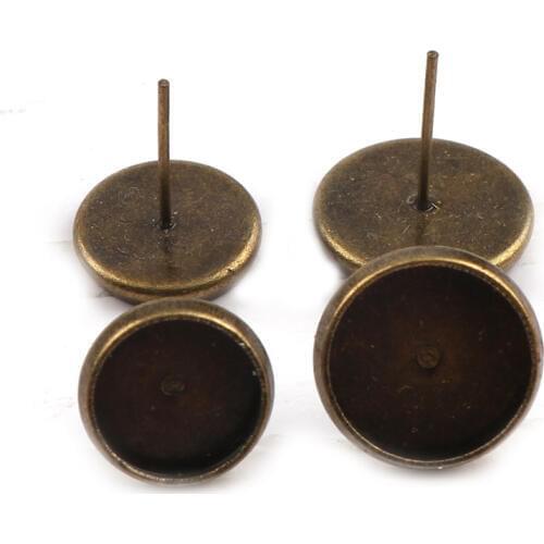 Fashion Metal Earring Pin Ear Pad Bezels Blank Glass Cabochons Base Setting DIY Earring Ear stud Jewelry Findings