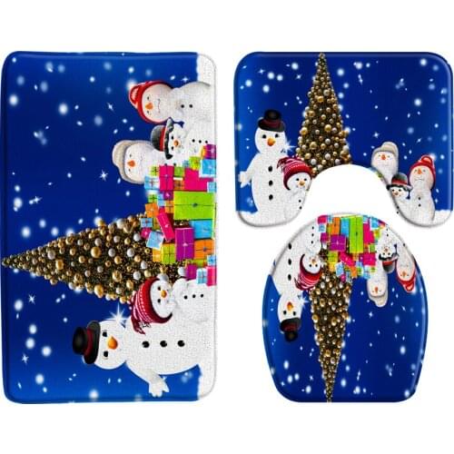 Cartoon Christmas Tree Snowman Bath Mats Bathroom Mat Non Slip Entrance Door Mat Carpet Christmas Toilet Decor Bathroom Products