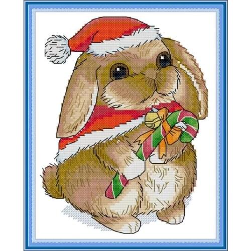 Bunny in cloak cross stitch kit aida 14ct 11ct count print canvas cross stitches needlework embroidery DIY handmade