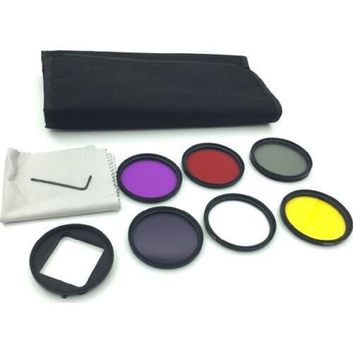 6in1 52 mm Filter Set (UV CPL ND4 + Red + Yellow + Purple Color Filter) + Adapter Ring + Bag For go pro hero 4/3+ GoPro Camera