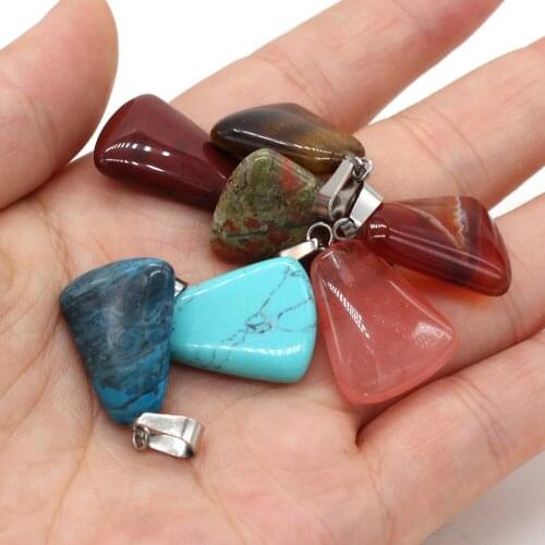 Natural Stone Pendant Trapezoid Gemstone Handmade Crafts Making DIY Necklace Bracelet Jewelry Accessories 18x25 Mm