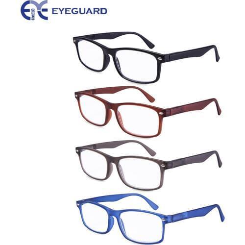 EYEGUARD Readers 4 Pairs of The Unisex Spring Hinges Rectangular Readers Fit for Men and Women Reading Glasses