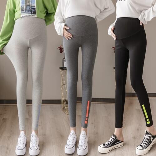 Early Autumn Wear High Waist Belly Lift Pants Leggings Pure Cotton Fashion Patten Print Maternity Pants Pregnant Clothes 2213