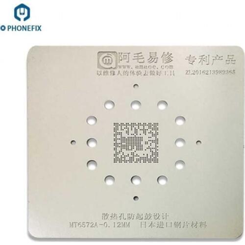 PHONEFIX IC Chip BGA Reballing Stencil Solder Template 0.12mm MT6572A for Mobile Phone BGA Repair Rework Station Steel Mesh
