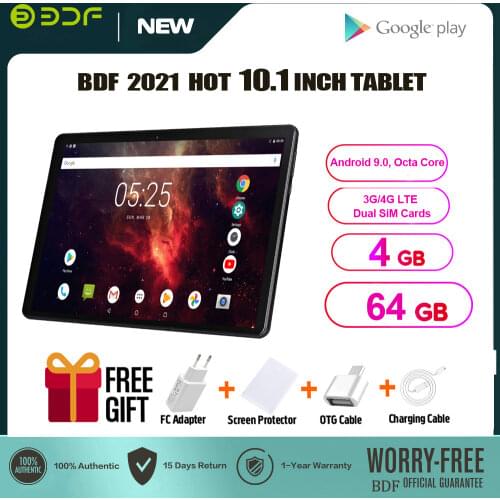 2021 New 10 Inch Tablet Android 9.0 2GB +32GB IPS LCD Quad Core Tablets Pc 3G Phone SIM Card 5000Mah Wifi Bluetooth Google Play
