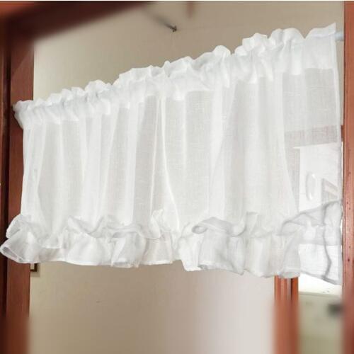 Half Curtain Fashion Coffee Curtain White Lace Hem Curtain for Bar Kitchen Cabinet Door Childrens Room E-014
