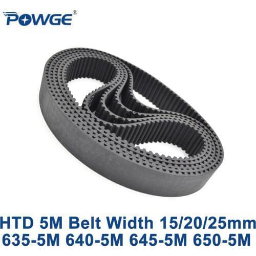 POWGE HTD 5M Timing belt C=635/640/645/650 width 15/20/25mm Teeth 127 128 129 130 HTD5M synchronous Belt 635-5M 640-5M 650-5M
