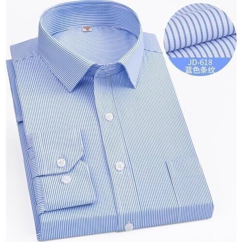 7XL 8XL Longsleeve Shirt for Men Pure Color Striped Shirt Business Casual Slim Fit Shirt Men Workwear Oversized Button Up Shirt