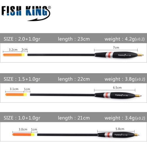 FISH KING 3PCS/PACK 1.0-1.0g 1.5+1.0g 2.0+1.0g Barguzinsky Fir Float Buoy Balsa Bobber Cork Fishing Float Tackle