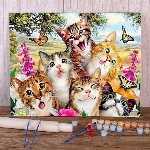 Animal Cat DIY Painting By Numbers Package Oil Paints 50*70 Painting On Canvas Home Decor For Children For Drawing Handicraft