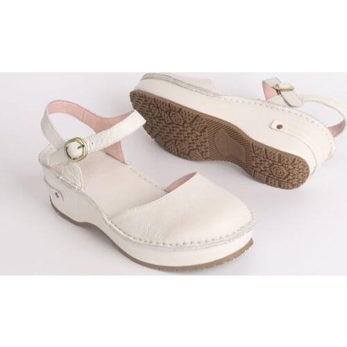 Restoring ancient ways is comfortable and contracted sandals Head layer cowhide thick bottom buckles for women sandals
