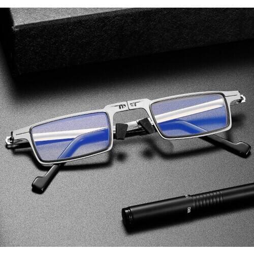Foldable Portable Reading Glasses Women Men Ultralight Full-rim Silver/grey Anti-Fatigue Anti-Blu-ray 1 2 3 to 4