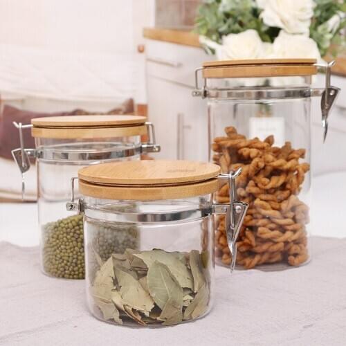 Stainless steel buckle glass jar storage bottle food storage sugar container pantry storage containers mason jars with lid