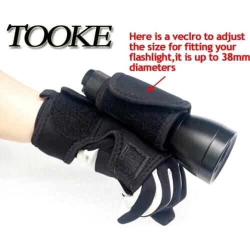 Outdoor Underwater Scuba Diving Dive LED Torch Flashlight Holder Soft Black Neoprene Hand Arm Mount Wrist Strap Glove Hand Free