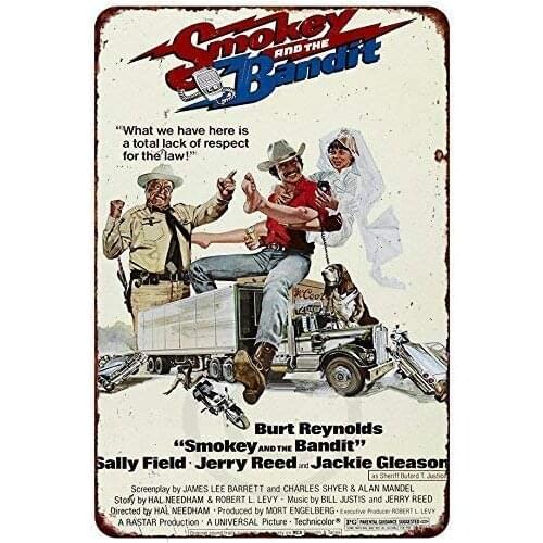 Vintage Tin Sign Smokey and The Bandit Movie Poster Burt Reynolds Reproduction Metal Sign 8 x 12