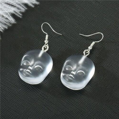 40GB Funny Handmade Baby Face Clear Resin Dangle Drop Earrings Personality Baby Head Earrings for Women Creative Jewelry