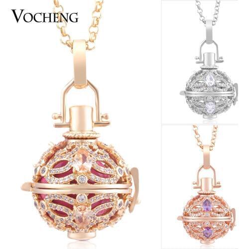 Vocheng Angel Locket Pendant Stainless Steel Chain 3 Colors Filled Cubic Zirconia Luxury Necklace VA-218