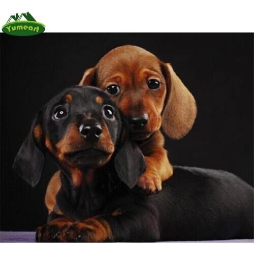 Yumeart 5D DIY Diamond Mosaic Dachshund Dog Paint With Diamond Painting Animal Cross Stitch Cute Pet Mosaic Rhinestones Painting