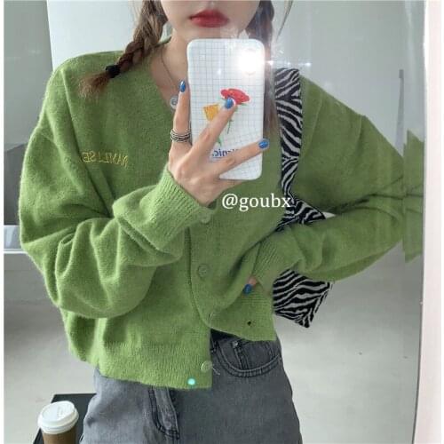 Womens clothes spring and autumn fashion Korean knitted sweater cardigan cardigan women black sweater