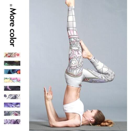 2019 Women Yoga Pants Printed Workout Sport Leggings Stretchy Fitness Exercise Pants Running Sport Clothes Trainning Suit