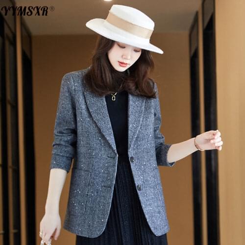 S-4XL Plus Size Jacket Suit Office Temperament Slim Long-sleeved Ladies Blazer 2021 New High-quality Winter Womens Clothing